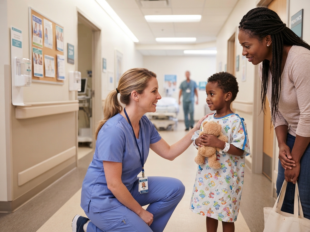 Healthcare professional using a digital system with a patient