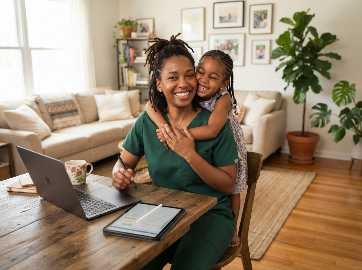 Healthcare professional working with digital tools